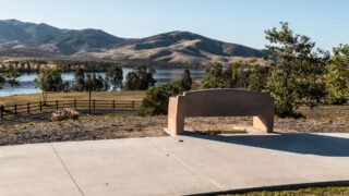 Bench overlooking mountains at Mountain Hawk Park in Chula Vista