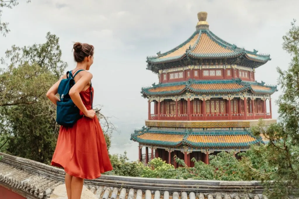 Female tourist in Beijing, China